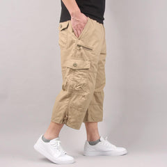 Men’s Long Cargo Shorts – Multi-Pocket Utility Style for Casual Summer Wear