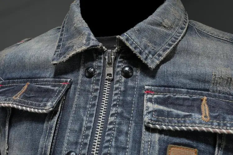 Men’s Trucker Jacket – Flap Pockets with Zip and Button Fastening
