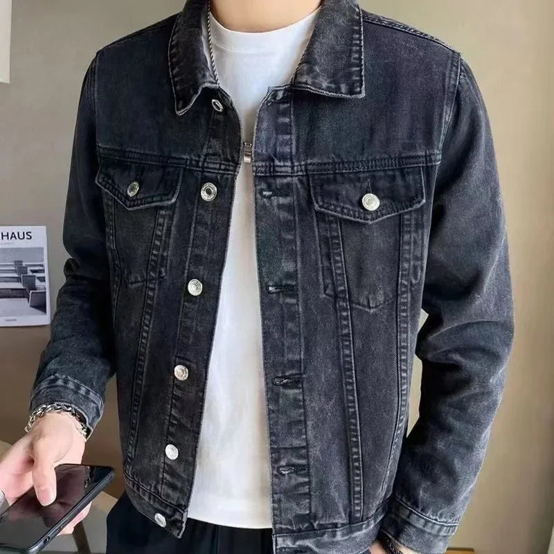 Men’s Relaxed Denim Trucker Jacket – Casual Button-Front Layer with Chest Pockets