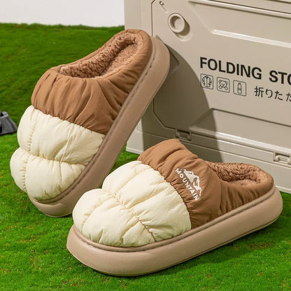 Women’s Quilted Puffer Slippers – Plush-Lined Winter Slip-Ons with Thick Cushioned Sole