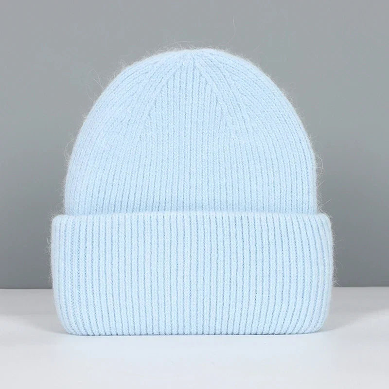 Women’s Soft Knit Beanie – Cashmere Rabbit-Fur Blend Winter Hat for Autumn and Winter Wear