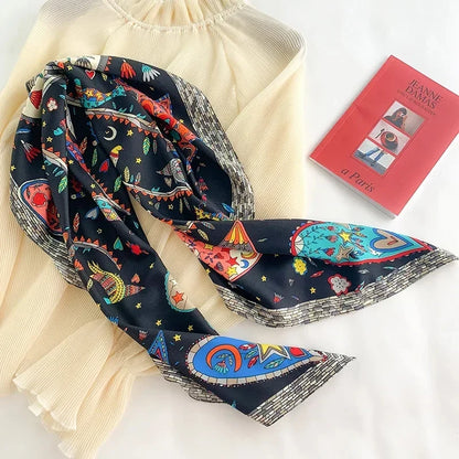 Women’s Soft Polyester Square Scarf – Lightweight Printed Head and Neck Wrap for Elegant All-Season Styling