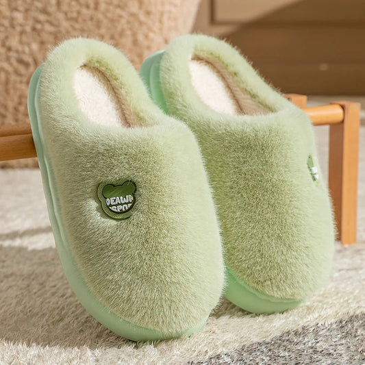 Women’s Plush Memory Foam Slippers – Fluffy Slip-On House Shoes with Thick Outdoor Sole