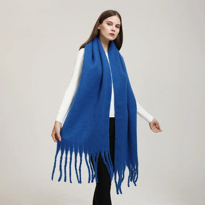 Women’s Cashmere Winter Scarf – Oversized Soft Tassel Wrap for Elegant Autumn and Winter Layering