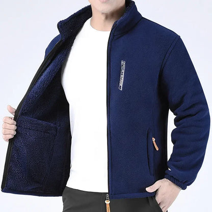 Men’s Polar Fleece Jacket – Full-Zip Winter Layer with High Collar and Secure Pockets
