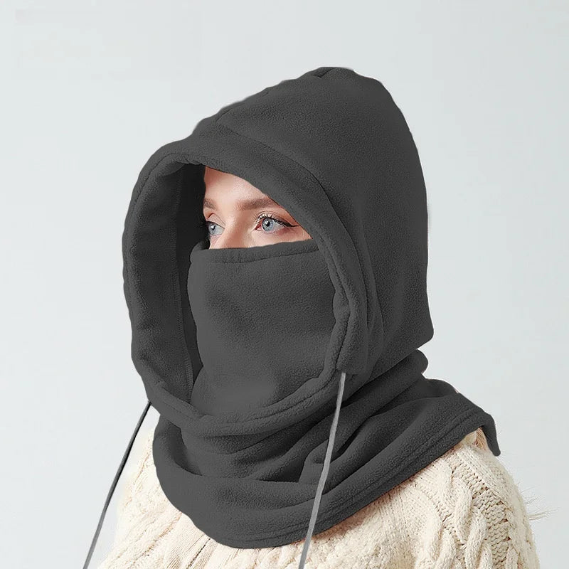 Unisex Fleece Hood Balaclava – Full-Coverage Winter Hood with Integrated Face and Neck Warmer