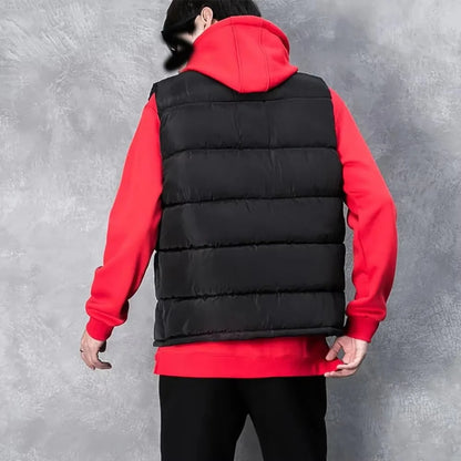 Men’s Padded Puffer Vest – Sleeveless Winter Layer with High Collar and Zipped Pockets