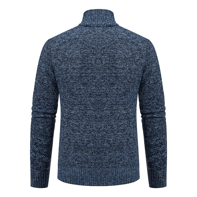 Men’s Textured Zip Cardigan – Stand-Collar Knit Layer for Smart Casual Wear