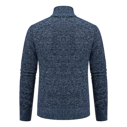Men’s Textured Zip Cardigan – Stand-Collar Knit Layer for Smart Casual Wear