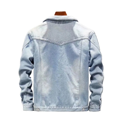 Men’s Fleece-Lined Denim Trucker Jacket – Warm Button-Front Layer with Relaxed Everyday Fit