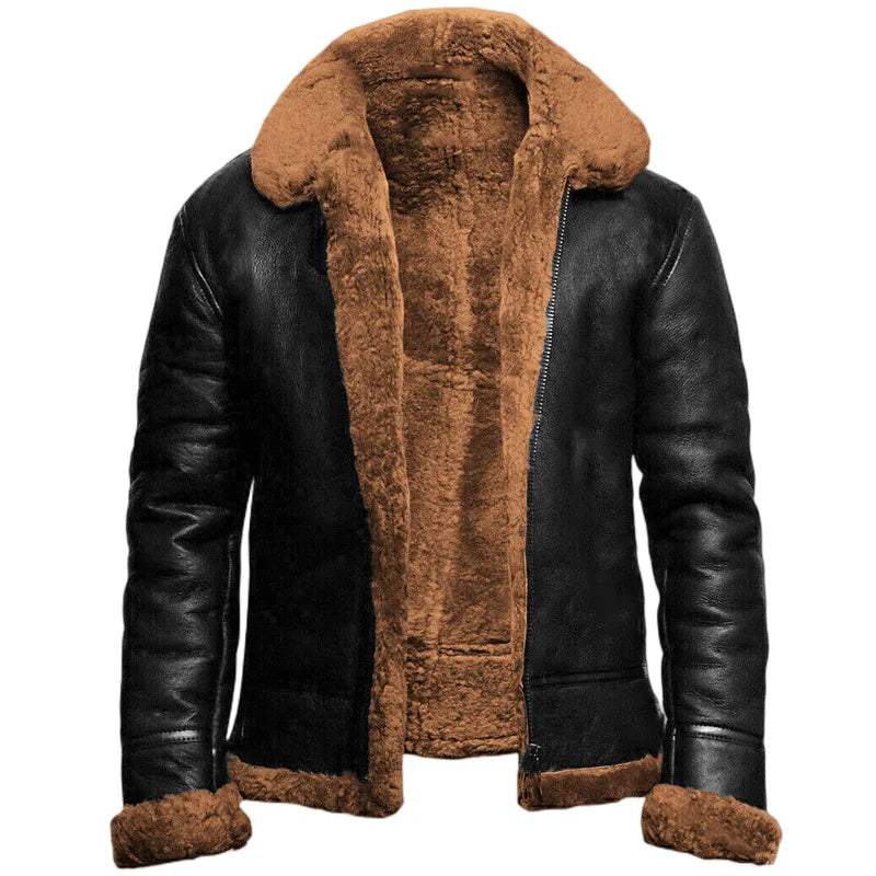 Men’s Leather Winter Jacket – Warm Lined Outerwear for Cold-Weather Daily Wear