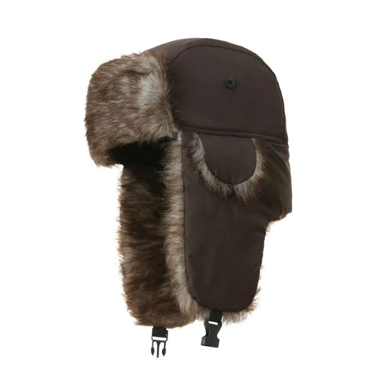 Unisex Faux-Fur Trapper Hat – Insulated Aviator Cap with Extended Ear Flaps and Chin Strap