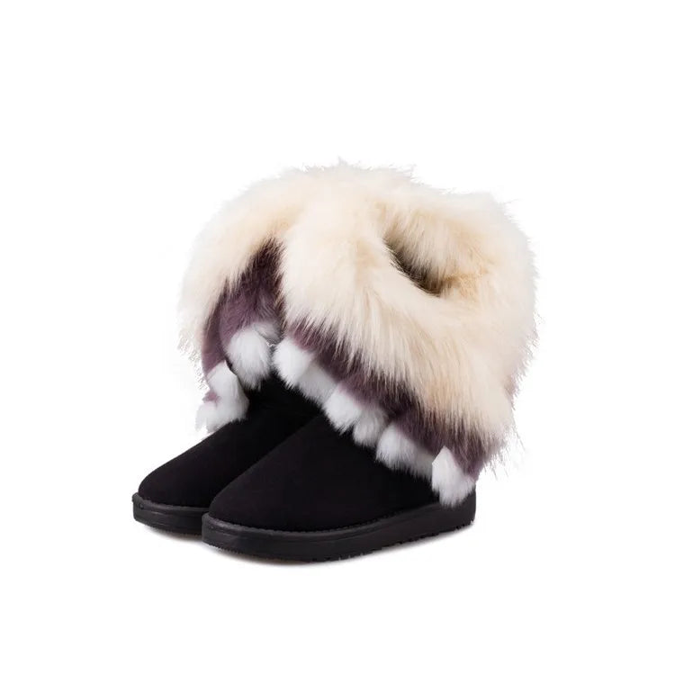 Women’s Faux-Fur Lined Winter Boots – Suede-Look Slip-On Snow Boots for Everyday Cold-Weather Wear
