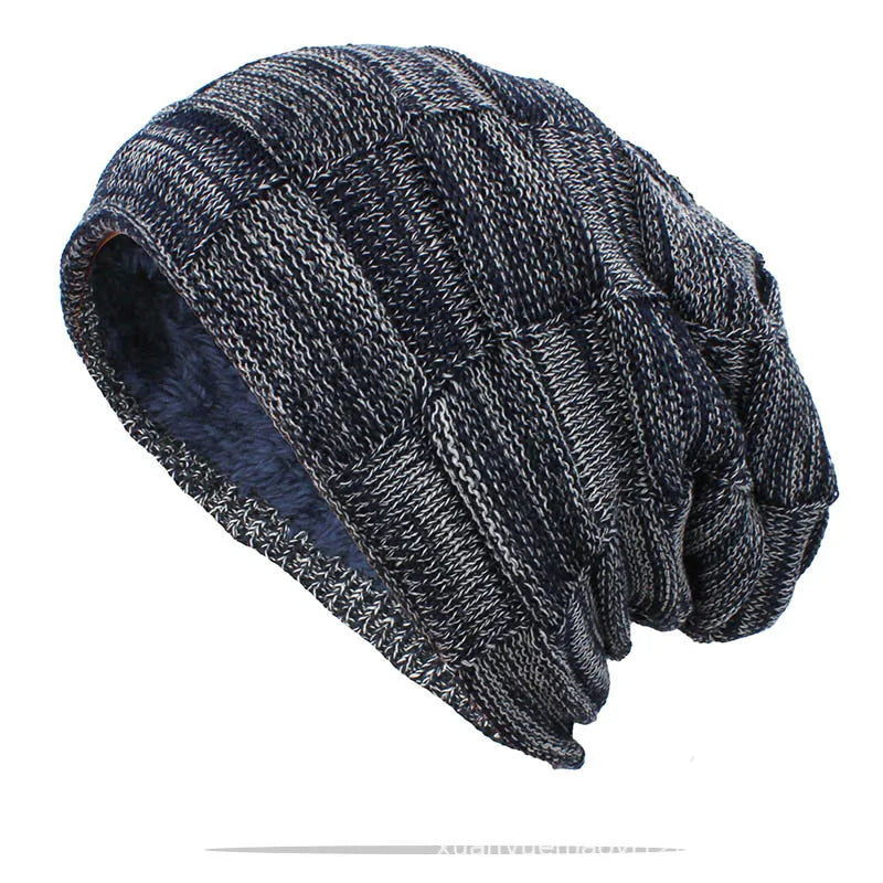 Unisex Textured Slouchy Knit Beanie – Stretch Winter Hat with Relaxed Patchwork Design