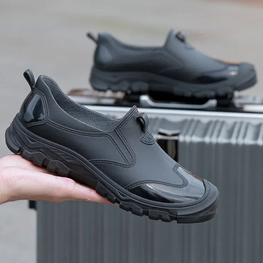 Men’s Waterproof Slip-On Rain Boots – Outdoor Rubber Boots with Non-Slip Gripped Sole