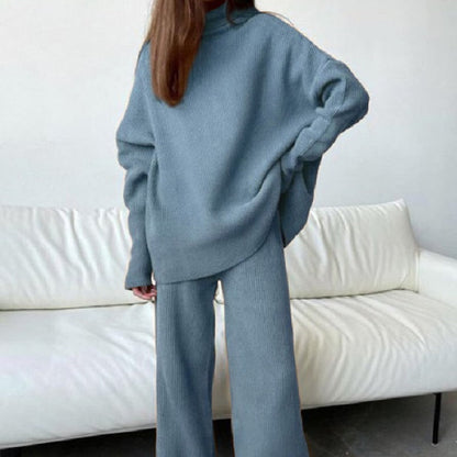 Women’s Oversized Knit Top and Wide-Leg Trouser Set – Relaxed Two-Piece Loungewear