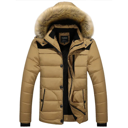Men’s Faux-Fur Hooded Puffer Jacket – Insulated Multi-Pocket Winter Layer for Everyday Cold-Weather Wear