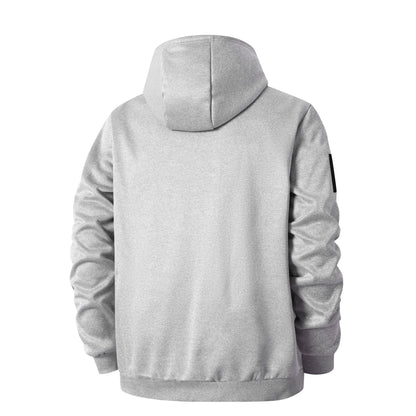Men’s Sherpa-Lined Hooded Fleece Jacket – Thick Zip-Up Winter Outerwear with Utility Sleeve Pocket