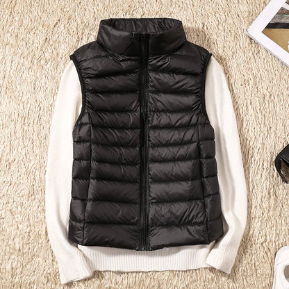Women’s Lightweight Puffer Vest – Quilted Sleeveless Winter Layer with High Stand Collar