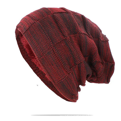 Unisex Textured Slouchy Knit Beanie – Stretch Winter Hat with Relaxed Patchwork Design