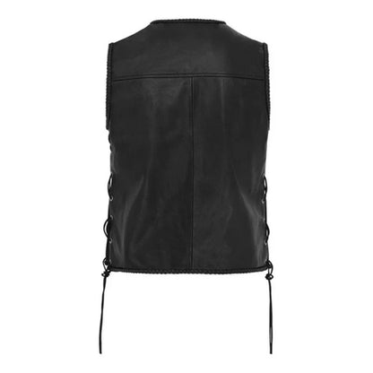 Men’s Vintage Sleeveless Vest – V-Neck Lace-Up Layer with Metal Clasp Fastening for Casual Everyday Wear