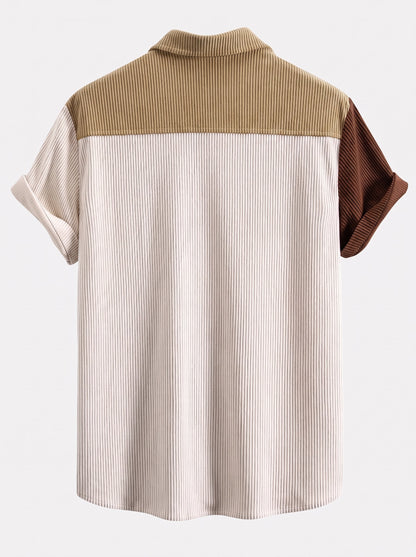 Men’s Ribbed Corduroy Shirt and Shorts Set – Regular Fit Summer Co-Ord