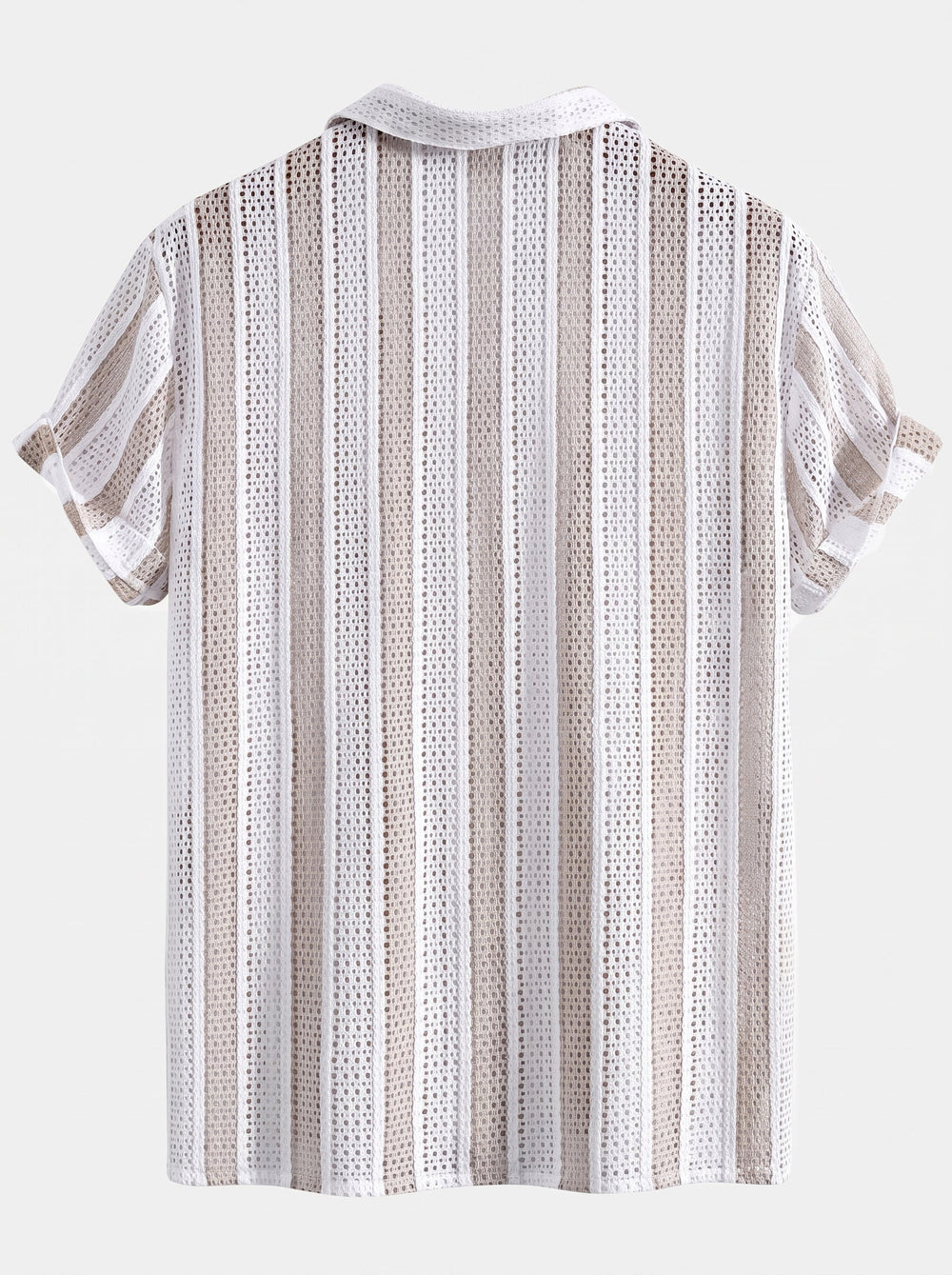 Men’s Mesh Cuban Shirt Set – Linen Blend Drawstring Shorts for Summer Resort Wear