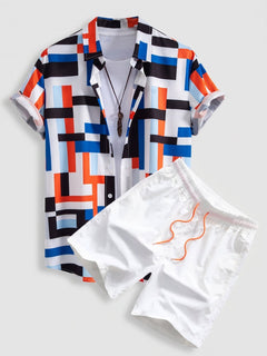 Men’s Printed Shirt and Swim Shorts Co-Ord – Summer Beach Set for Holiday Wear