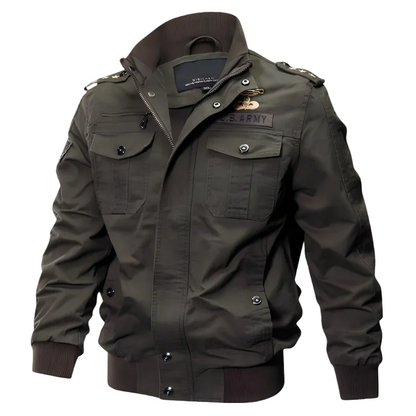Men’s Military Field Bomber Jacket – Utility Zip-Front Outerwear with Multi-Pocket Detailing