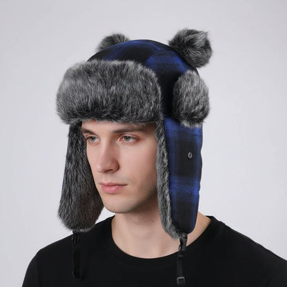 Men’s Faux-Fur Trapper Hat – Wind-Resistant Ear-Flap Winter Cap with Adjustable Fit