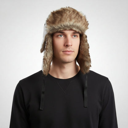 Men’s Faux-Fur Trapper Hat – Wind-Resistant Ear-Flap Winter Cap with Adjustable Fit