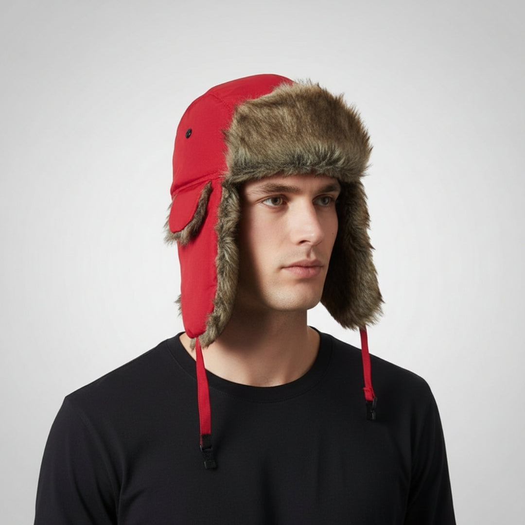 Men’s Faux-Fur Trapper Hat – Wind-Resistant Ear-Flap Winter Cap with Adjustable Fit