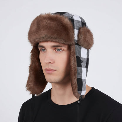 Men’s Faux-Fur Trapper Hat – Wind-Resistant Ear-Flap Winter Cap with Adjustable Fit