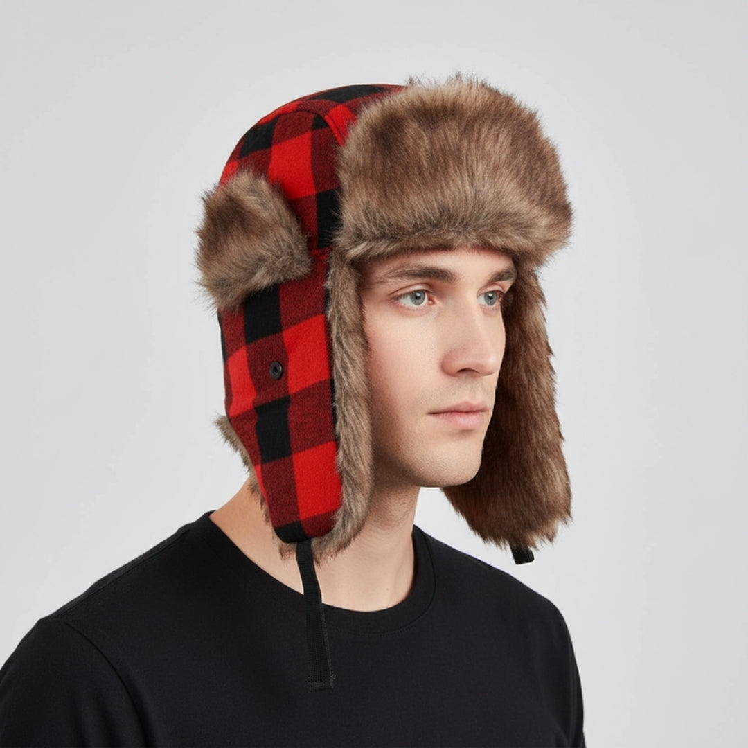 Men’s Faux-Fur Trapper Hat – Wind-Resistant Ear-Flap Winter Cap with Adjustable Fit