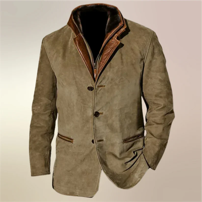 Men’s Tailored Suede Blazer Jacket – Refined Layer for Autumn and Winter Wear