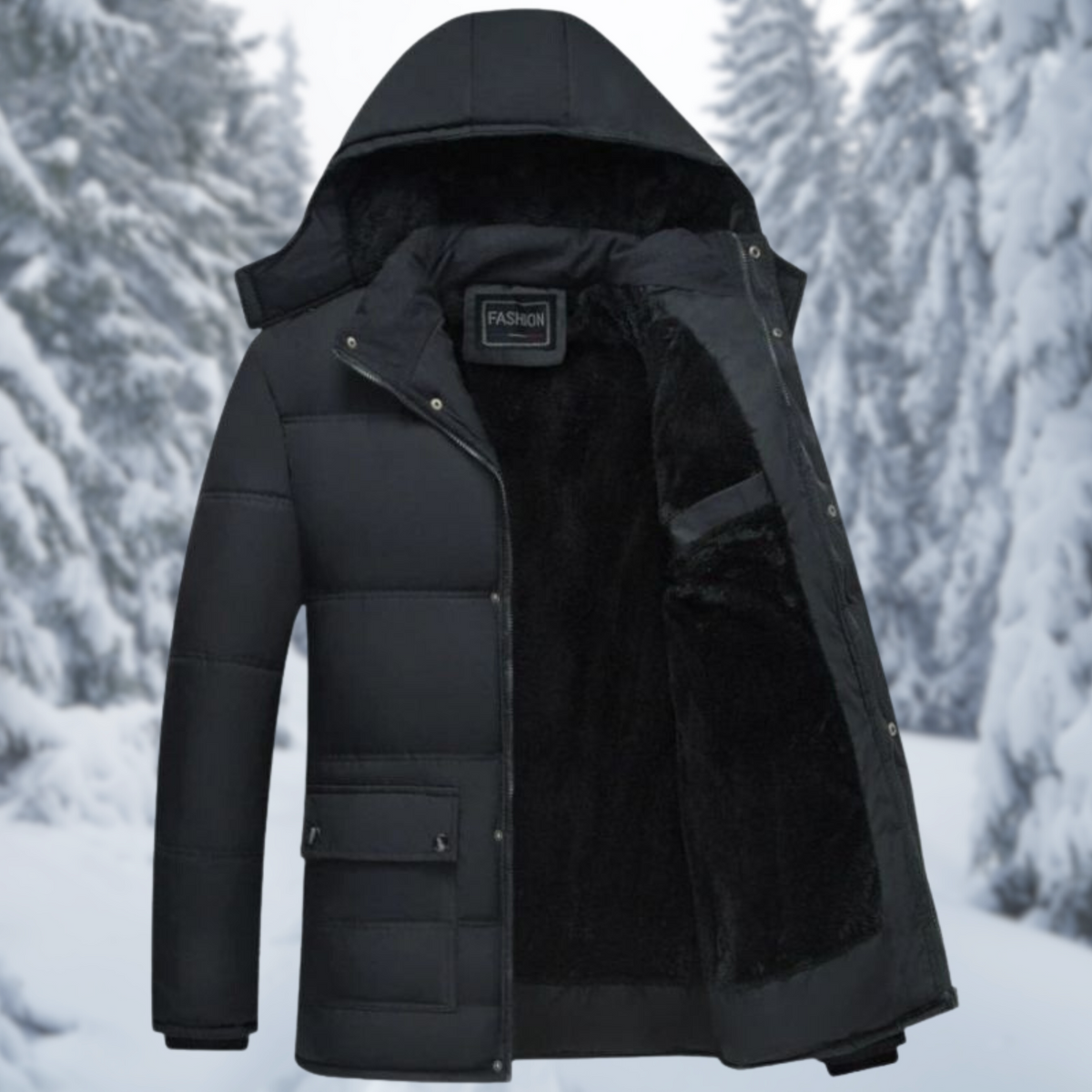 Men’s Fleece-Lined Hooded Winter Parka – Warm Utility Layer for Everyday Cold-Weather Wear