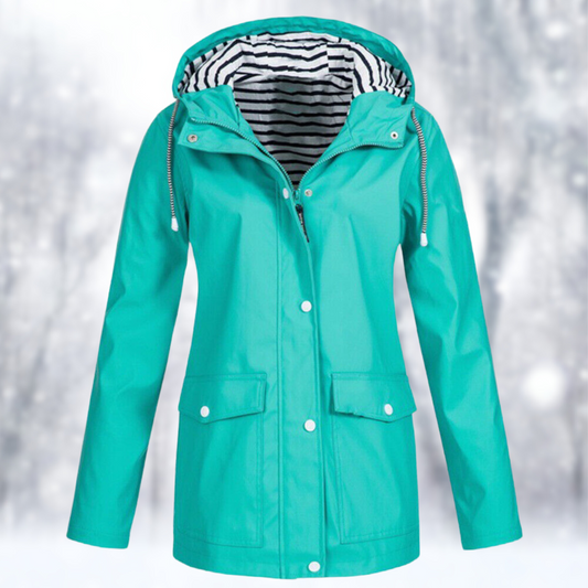 Women’s Raincoat – Drawcord Hood with Press-Stud Storm Placket