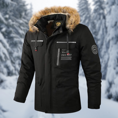 Men’s Faux-Fur Hooded Winter Parka – Warm Utility Jacket for Outdoor Cold-Weather Wear