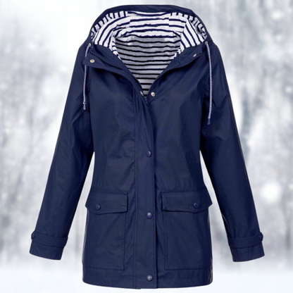 Women’s Raincoat – Drawcord Hood with Press-Stud Storm Placket