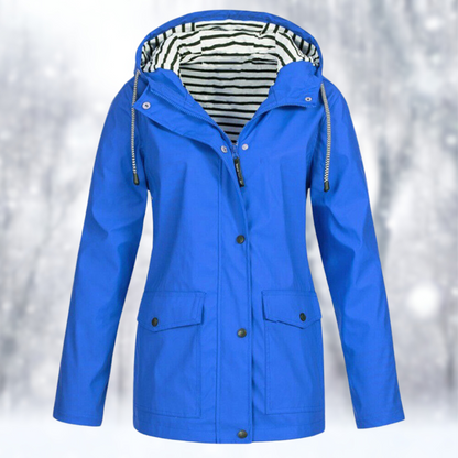 Women’s Raincoat – Drawcord Hood with Press-Stud Storm Placket