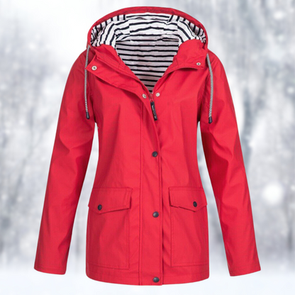 Women’s Raincoat – Drawcord Hood with Press-Stud Storm Placket