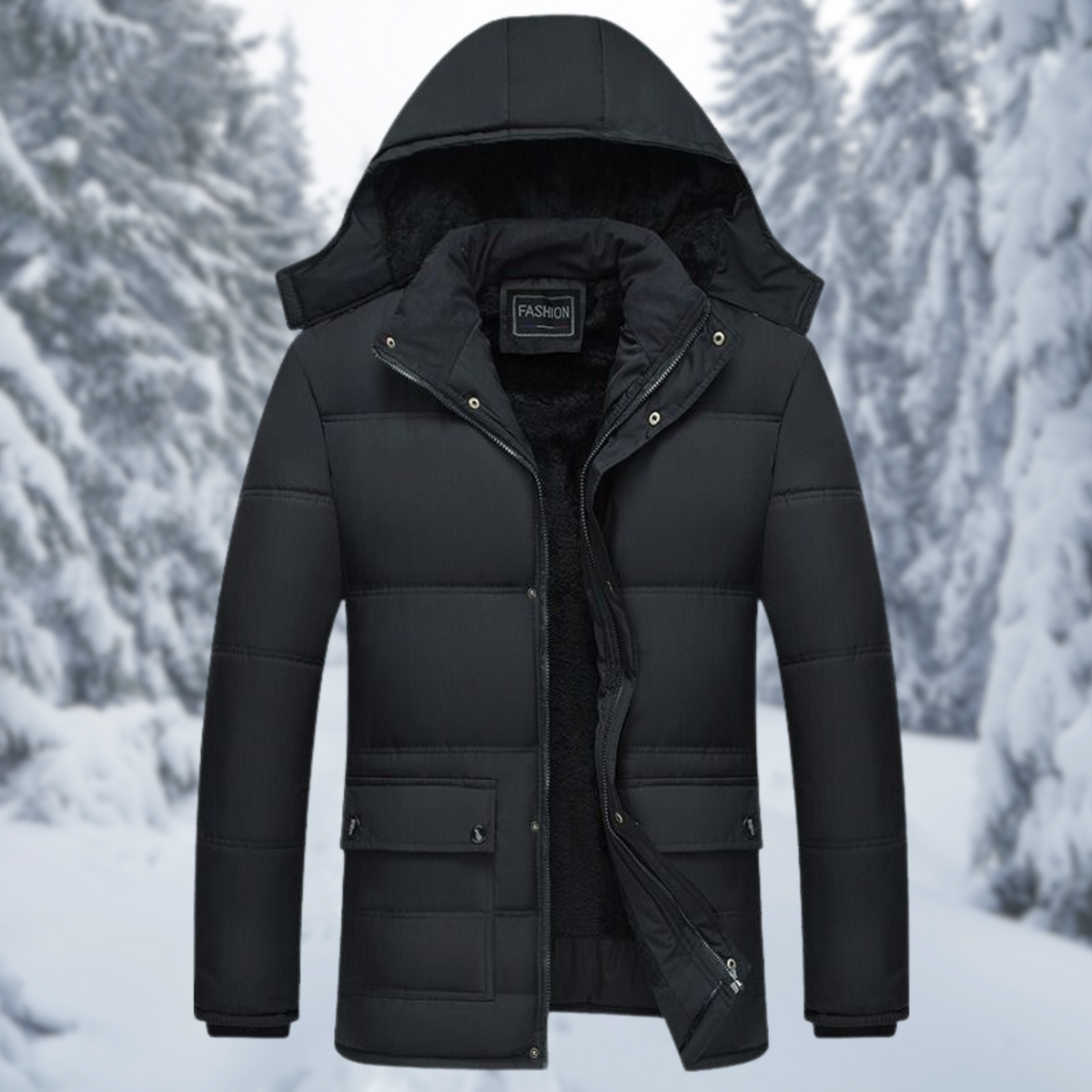 Men’s Fleece-Lined Hooded Winter Parka – Warm Utility Layer for Everyday Cold-Weather Wear