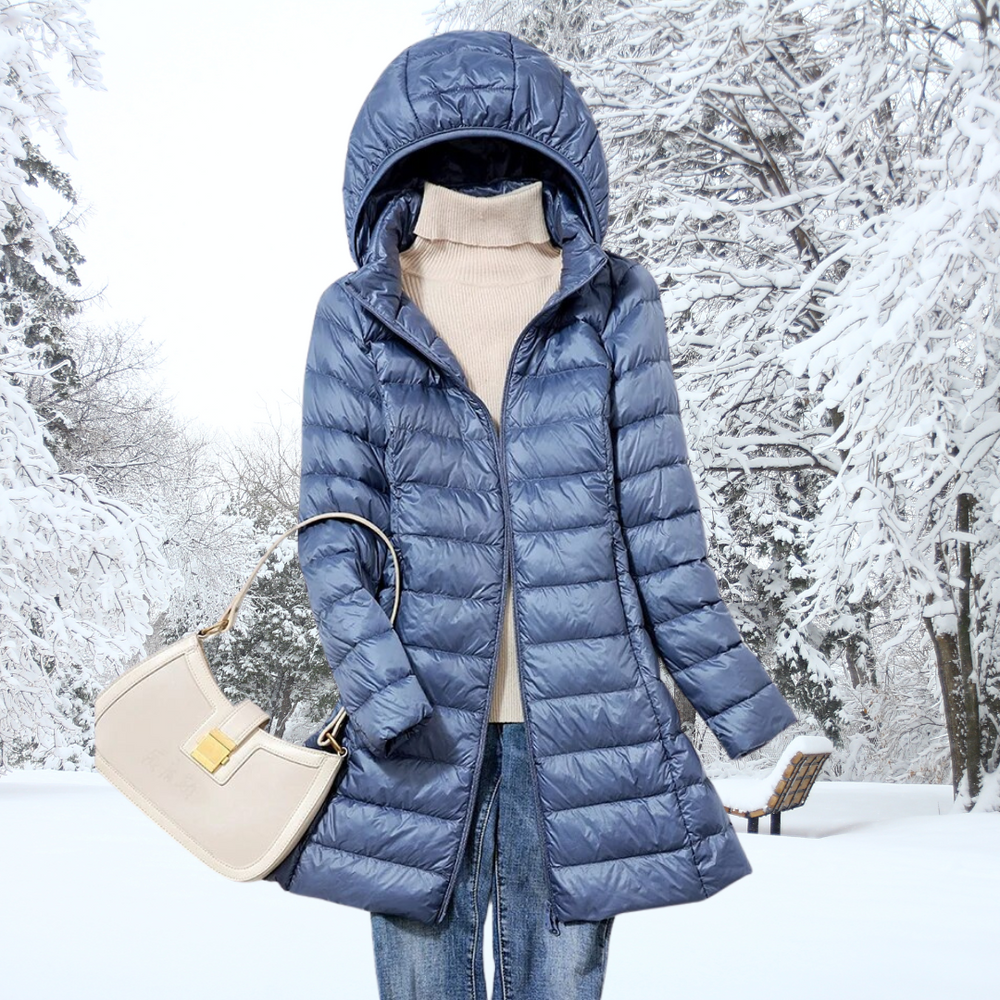 Women’s Longline Hooded Puffer Coat – Warm Quilted Layer for Winter Wear