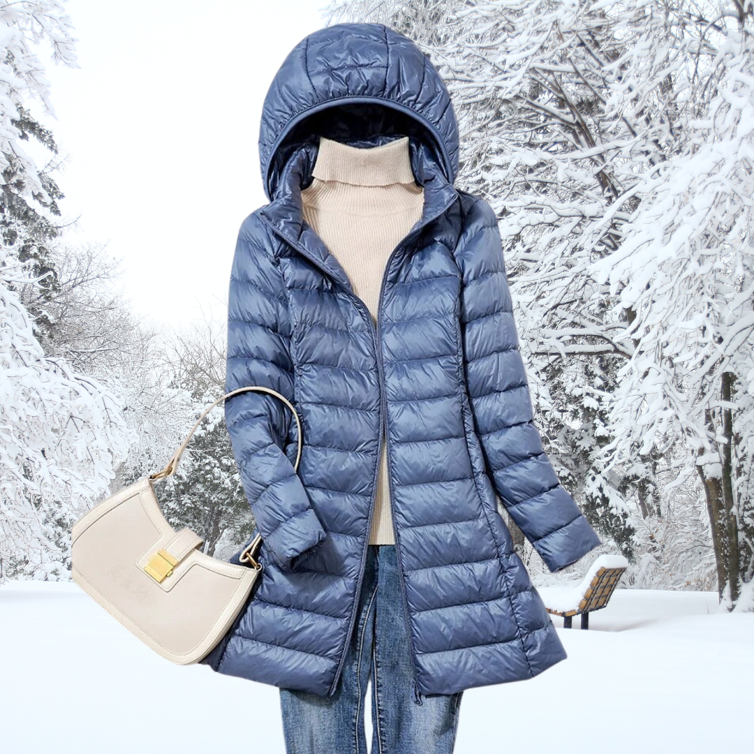 Women’s Longline Hooded Puffer Coat – Warm Quilted Layer for Winter Wear