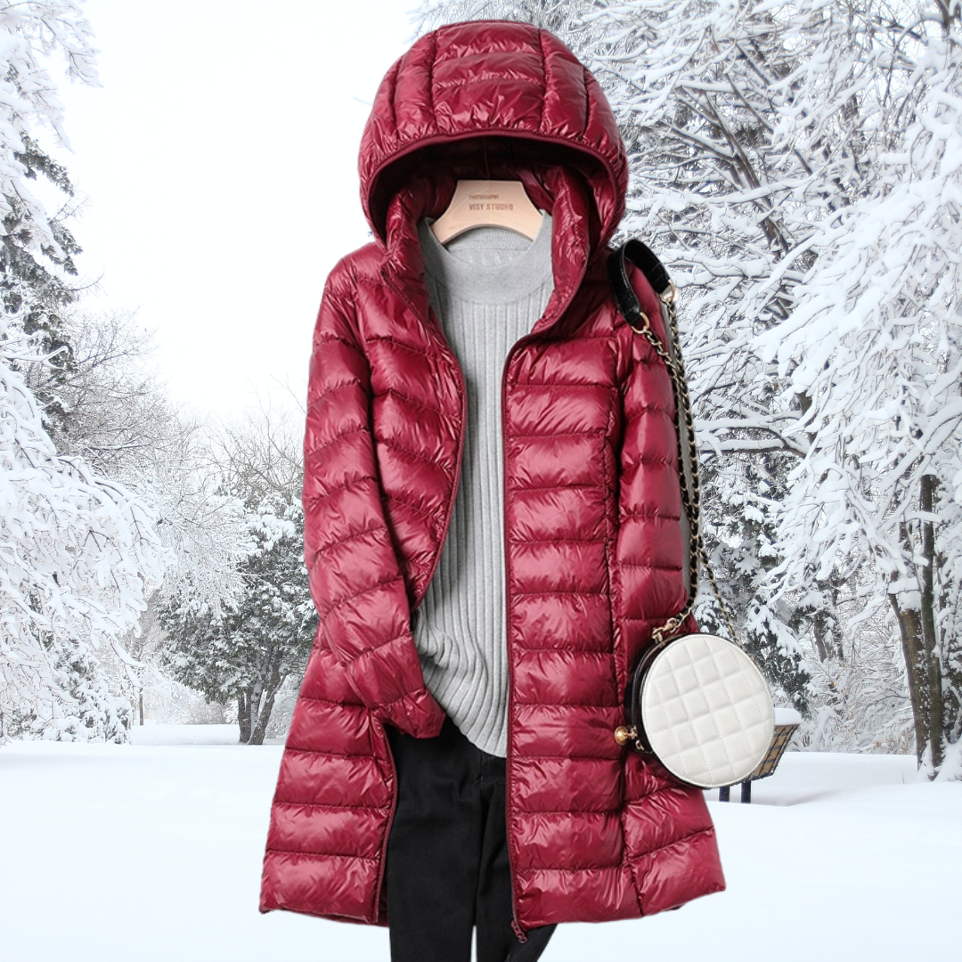 Women’s Longline Hooded Puffer Coat – Warm Quilted Layer for Winter Wear