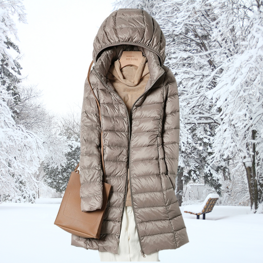 Women’s Longline Hooded Puffer Coat – Warm Quilted Layer for Winter Wear