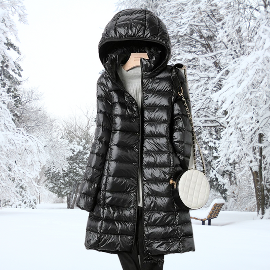 Women’s Longline Hooded Puffer Coat – Warm Quilted Layer for Winter Wear