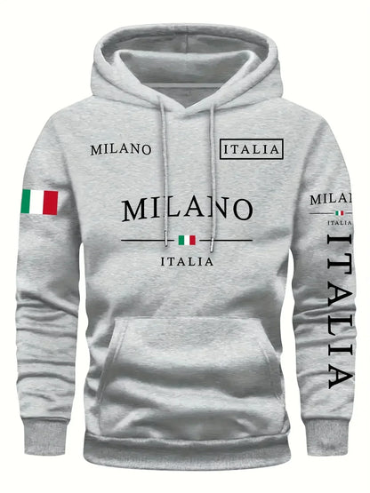 Men’s Printed Pullover Hoodie – Relaxed Fit Warm Sports Sweatshirt for Outdoor Fitness and Casual Wear