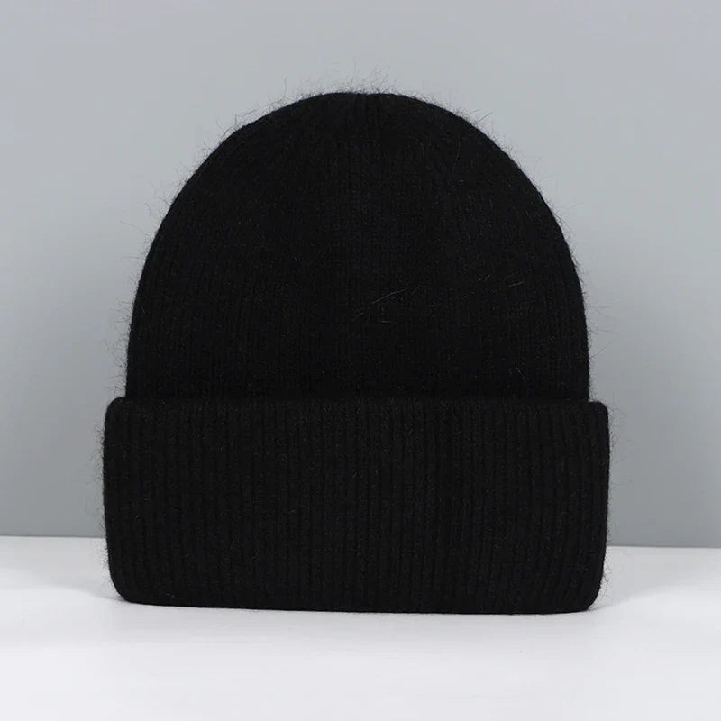 Women’s Soft Knit Beanie – Cashmere Rabbit-Fur Blend Winter Hat for Autumn and Winter Wear