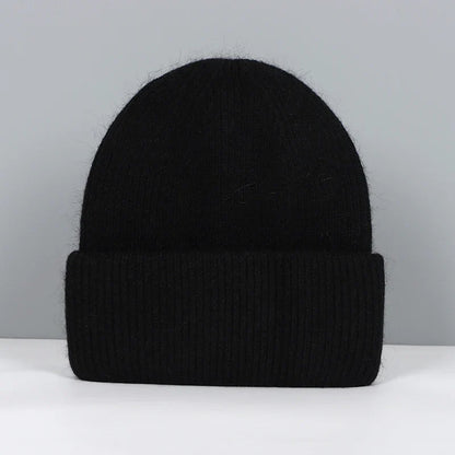 Women’s Soft Knit Beanie – Cashmere Rabbit-Fur Blend Winter Hat for Autumn and Winter Wear